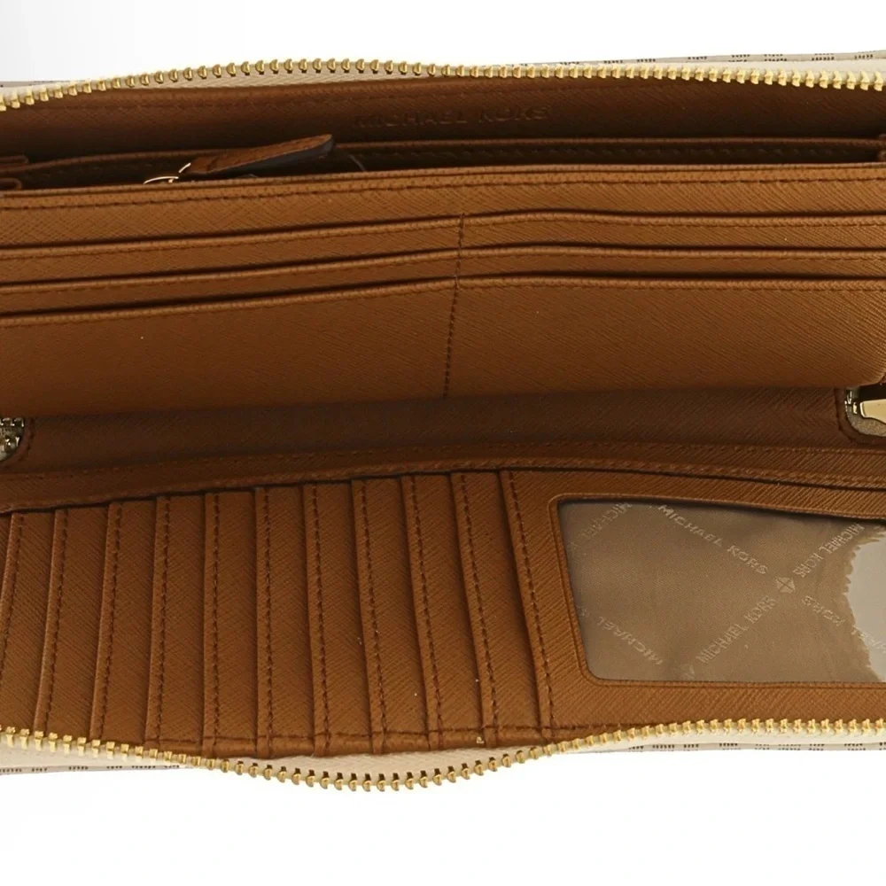 Michael Kors Jet Set Travel Continental Wristlet Wallet Long Vanilla Signature - Picture 2 of 2